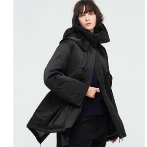 Uniqlo J+ Jil Sander Hooded Coat Black Down Puffer Oversized Parka Jacket M